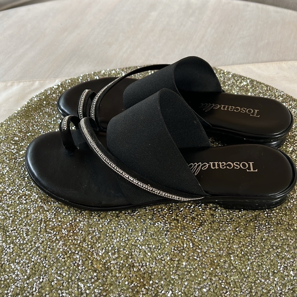 Toscanella Black Strappy sparkly sandals. Size 7 1/2. EUC - Picture 2 of 5
